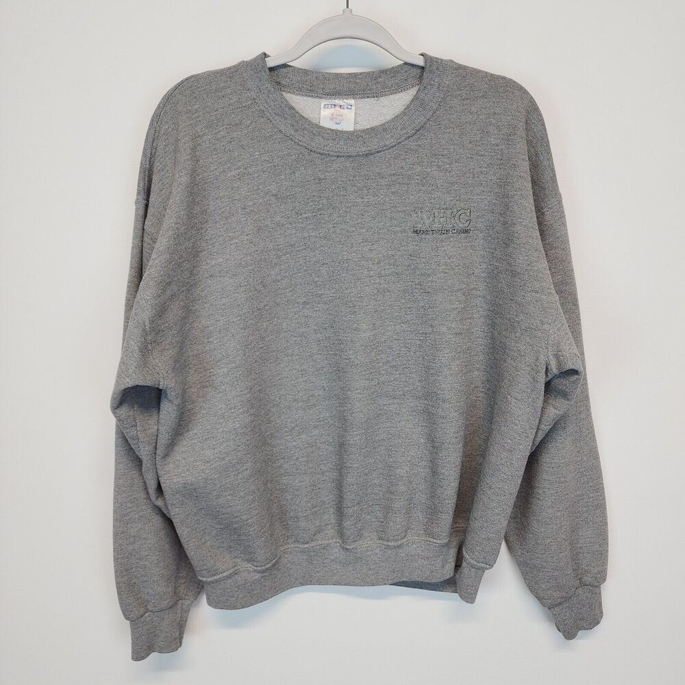 Vintage Mark Twain Casino Sweatshirt Size L Gray Pullover Crewneck Chest Logo